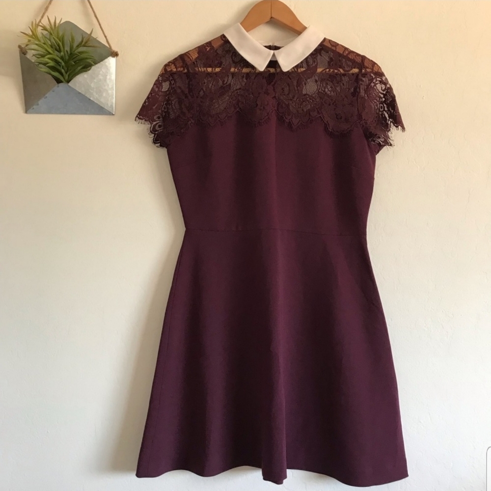 Maison Jules Maroon Lace Collar Dress ❤